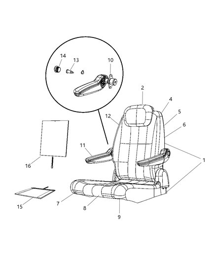 2009 Dodge Grand Caravan Seat Cushion Pad, Center Diagram for 68027736AA