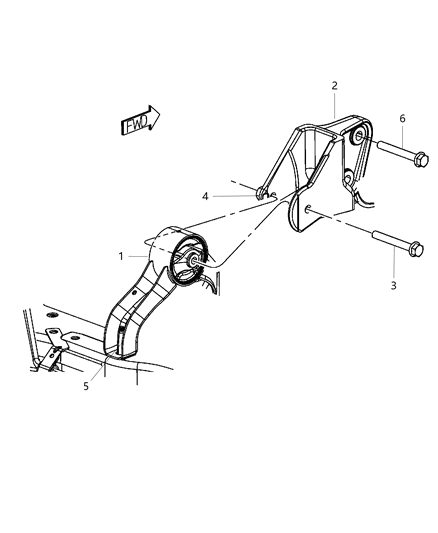 2010 Jeep Compass Engine Mount Rear Diagram for 5105495AF