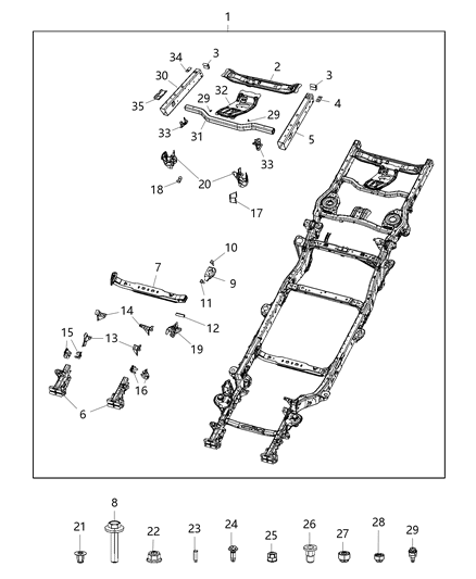 2020 Jeep Gladiator Nut M6 PDC Bracket To Shock Tower Diagram for 6510024AA