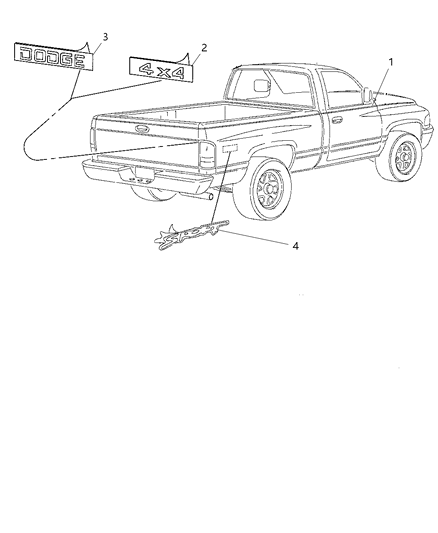 1998 Dodge Ram 2500 Regular Cab Tape Strips & Decals Diagram