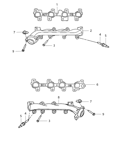 2007 Dodge Ram 1500 Exhaust Manifolds & Mounting Diagram 2 - Thumbnail