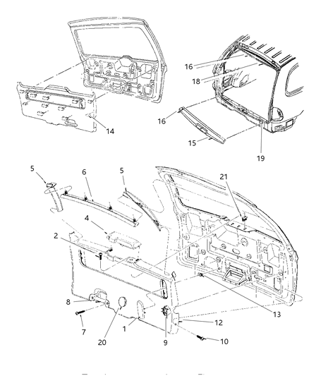1999 Dodge Caravan Panel - Liftgate Diagram