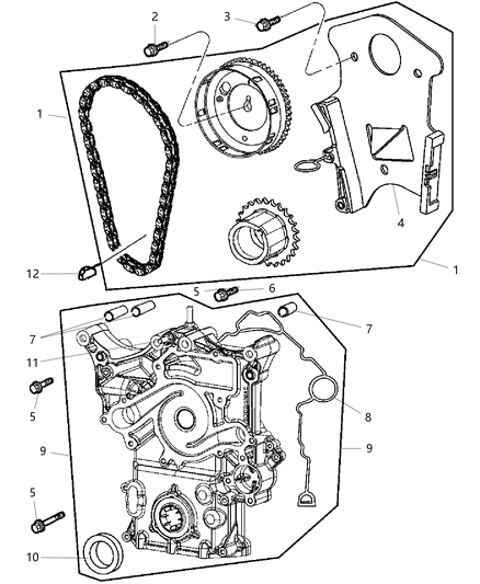 2006 Jeep Commander Timing Chain & Guides & Related Parts Diagram 3 - Thumbnail