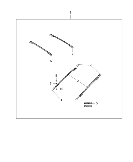 2013 Dodge Journey Roof Rack of Mopar Accessories - Component Parts Diagram