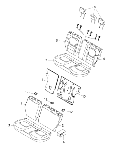 2019 Jeep Renegade Cover Rear Seat Back Diagram for 7AD35U00AA