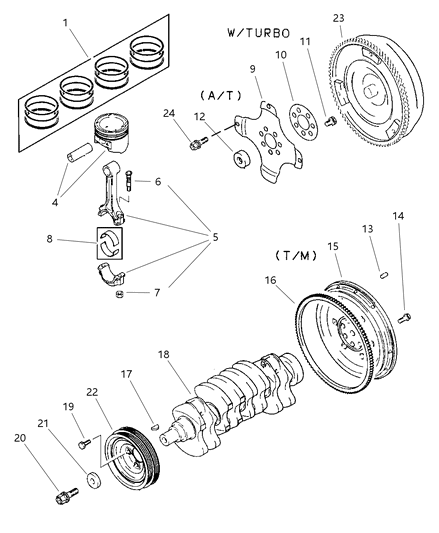 1997 Dodge Avenger Crankshaft , Pistons And Torque Converter Diagram 1 - Thumbnail