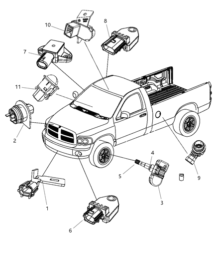 2010 Dodge Ram 1500 Sensor Fuel Pressure Diagram for 68029991AA
