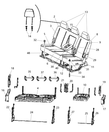 2010 Dodge Ram 3500 Cupholder Console Diagram for 1NN45DK2AA