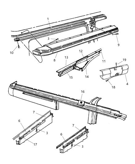 1997 Dodge Ram Van Console Assembly Screw Diagram for 154621