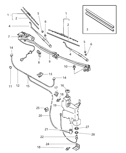 1998 Chrysler Sebring Coupe Windshield Wiper & Washer Diagram