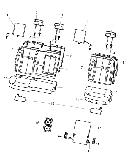 2017 Ram 2500 Headrest Guide, Beige/Brown, Rear Diagram for 1UQ55LU7AA