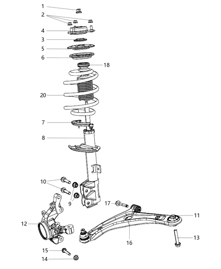 2008 Jeep Compass Spring Front Coil Diagram for 5151898AA