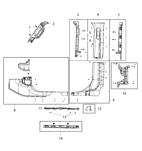 2021 Jeep Wrangler Interior Moldings And Pillars Diagram 1 - Thumbnail