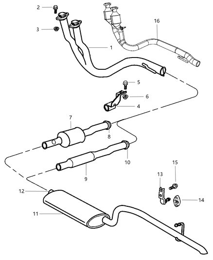 2000 Jeep Grand Cherokee Pipe Exhaust Diagram for 52101090