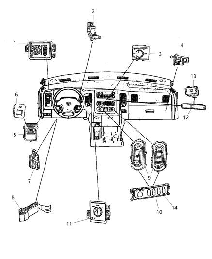 2008 Dodge Ram 3500 Cab Chassis Switches Instrument Panel Diagram