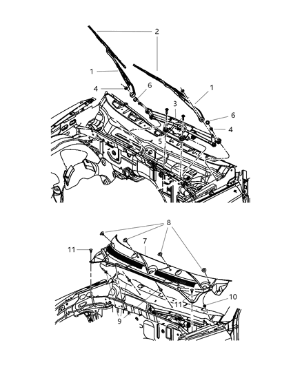 2009 Dodge Dakota Wiper Arm, Front Passenger Side Diagram for 55154854AF