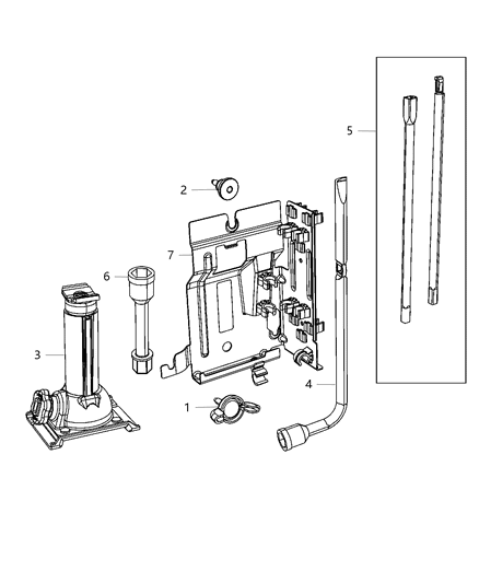 2015 Ram 3500 Cab Chassis Jack Assembly & Tools Diagram