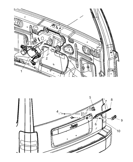 2008 Jeep Liberty Motor Rear Window Wiper Diagram for 57010090AB