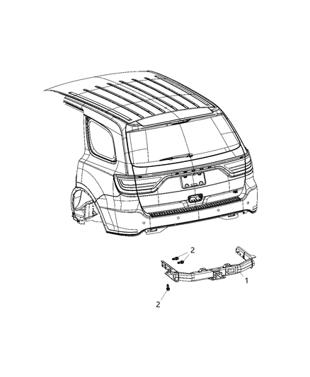 2020 Dodge Durango Tow Hooks & Hitches, Rear Diagram