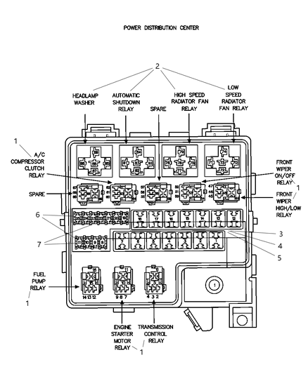 2004 Dodge Stratus Sedan Power Distribution Center - Relays Diagram