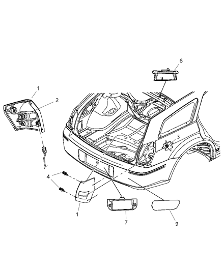2005 Dodge Magnum Lamp Tail Stop Turn Diagram for 4805966AB