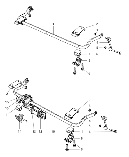 2007 Jeep Wrangler Stabilizer Link, Front Diagram for 52059975AC