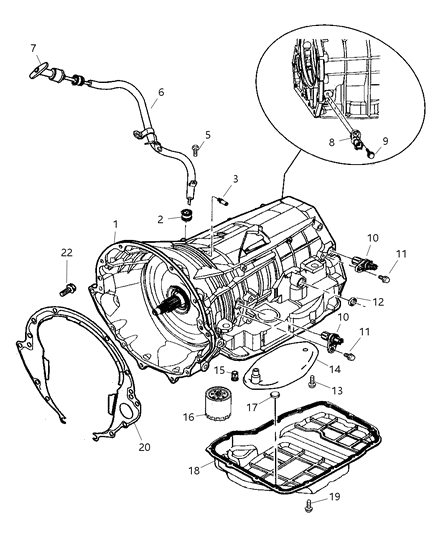 1999 Jeep Grand Cherokee Case & Related Parts of Automatic Transmission Diagram 2 - Thumbnail