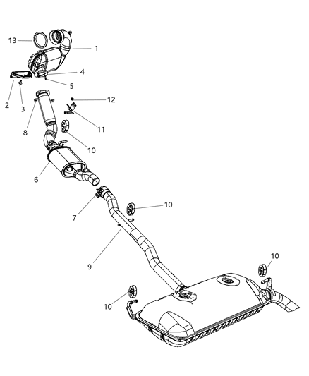2012 Jeep Compass Muffler And Tailpipe Exhaust Diagram for 52022319AB