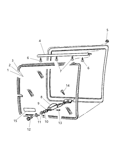 1998 Dodge Ram Wagon Hinge, Black Diagram for 55074712