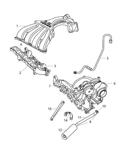 2004 Chrysler PT Cruiser Manifolds - Intake & Exhaust Diagram 3 - Thumbnail