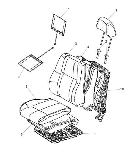 2014 Jeep Grand Cherokee Seat Back Pad, Front Passenger Side Diagram for 68213224AA