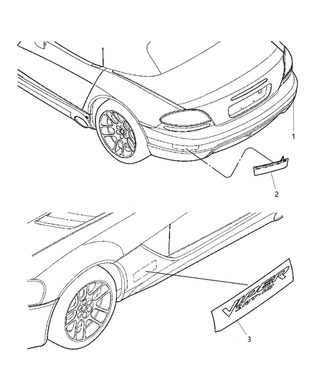 2003 Dodge Viper Decal, Front Diagram for WN81PX3AB