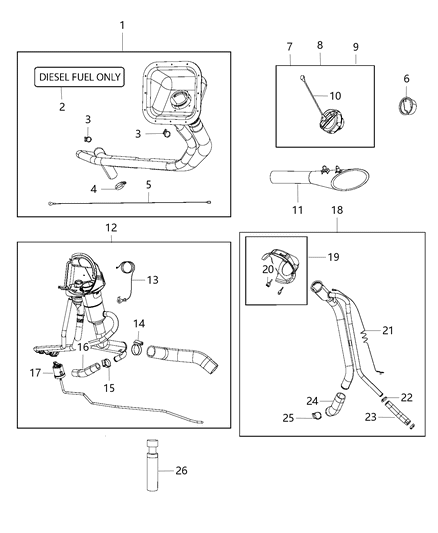 2013 Ram 2500 Breather Tube Clamp, Lower Diagram for 6105105AA