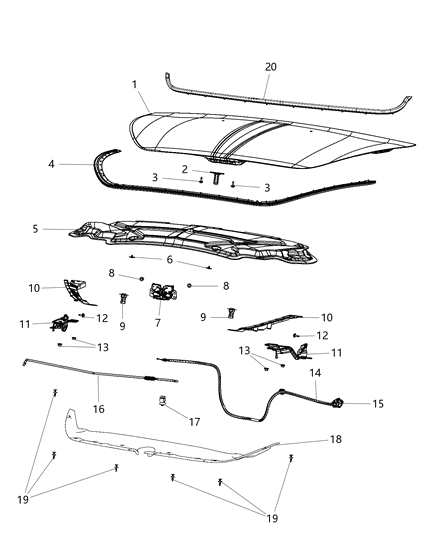 2013 Dodge Dart Weatherstrip Hood To Cowl Diagram for 68142655AB