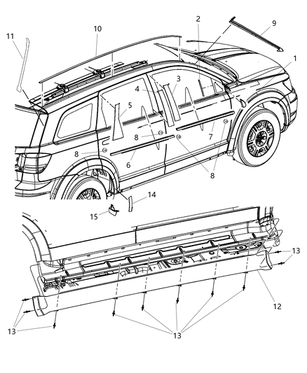 2013 Dodge Journey Molding Front Door Diagram for 5076856AF