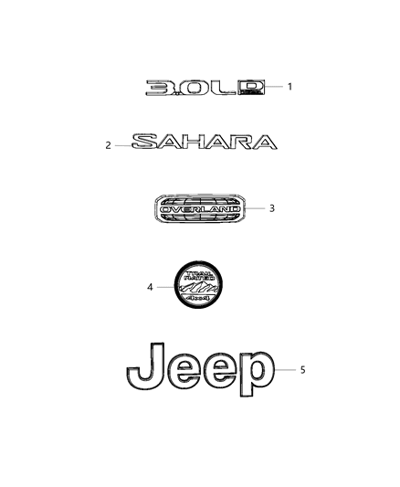 2018 Jeep Wrangler Nameplate Swing Gate 3.0L Diagram for 68291785AA