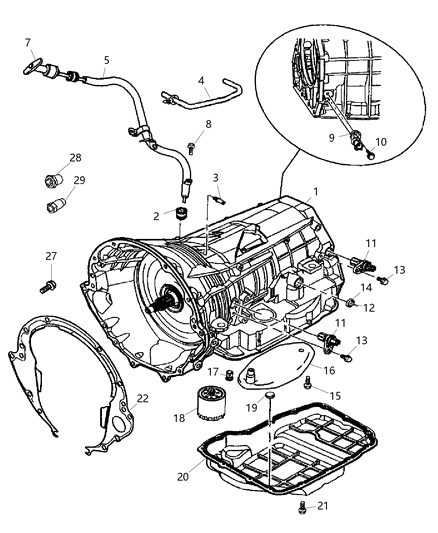 2006 Jeep Commander Transmission Case & Related Parts Diagram 3 - Thumbnail