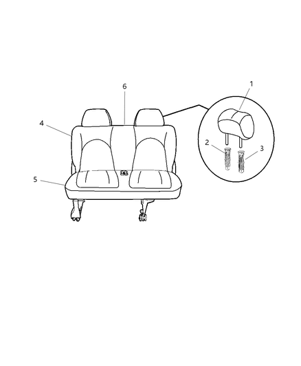 2007 Chrysler Town & Country Cushion Rear Seat Three Passenger Diagram for 1HH341D5AA