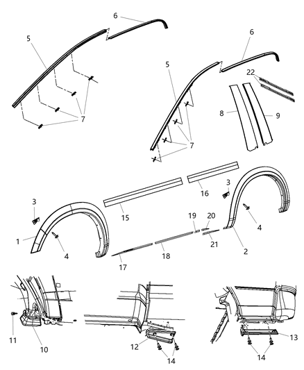 2015 Ram 1500 Roof Molding, Driver Side Diagram for 55372453AB