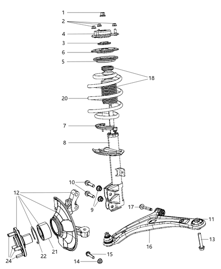 2008 Dodge Caliber Spring Front Coil Diagram for 5105846AC