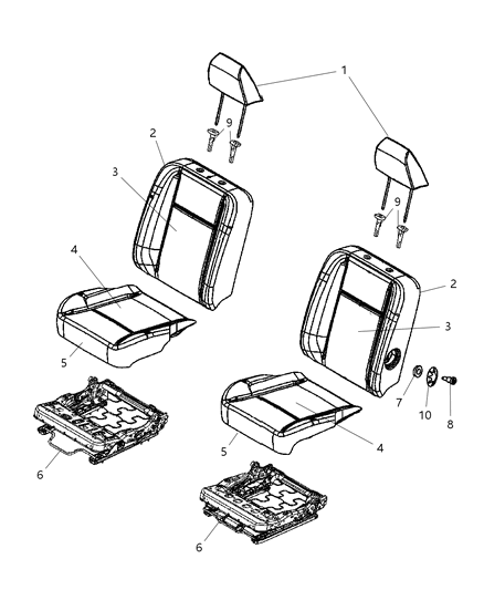 2009 Dodge Ram 3500 Pickup Front Seat - Bucket Diagram 1 - Thumbnail