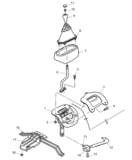 1998 Dodge Ram 1500 Regular Cab Gear Shift Controls of Transfer Case Model Diagram 2 - Thumbnail