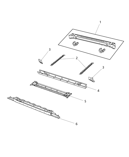 2021 Jeep Gladiator Pickup Box Crossmembers, Reinforcements And Shields Diagram