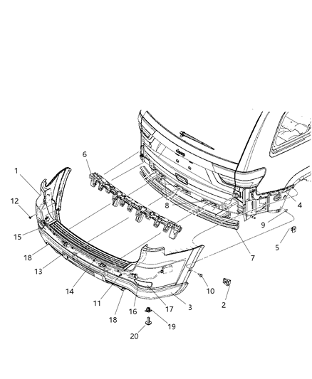 2012 Jeep Grand Cherokee Fascia, Rear Diagram 1 - Thumbnail