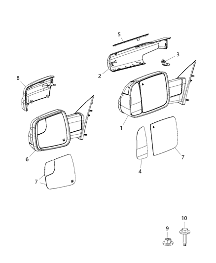 Power Mirror, Front Passenger Side Diagram for 68276502AH