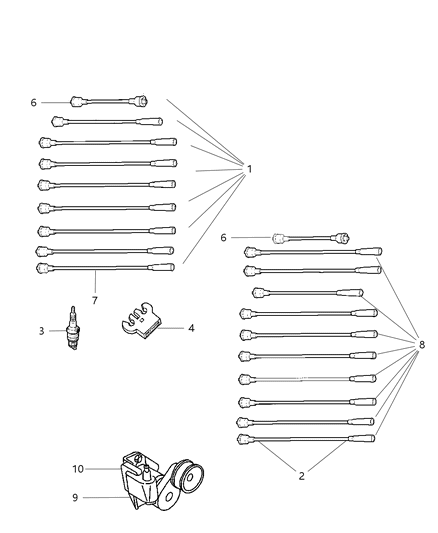 2002 Dodge Ram 3500 Regular Cab Spark Plugs, Ignition Cables And Coils Diagram