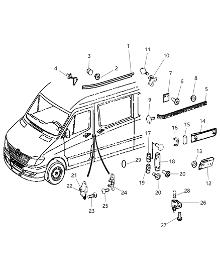 2007 Dodge Sprinter 2500 Sliding Door Rail & Suspension Diagram 1 - Thumbnail