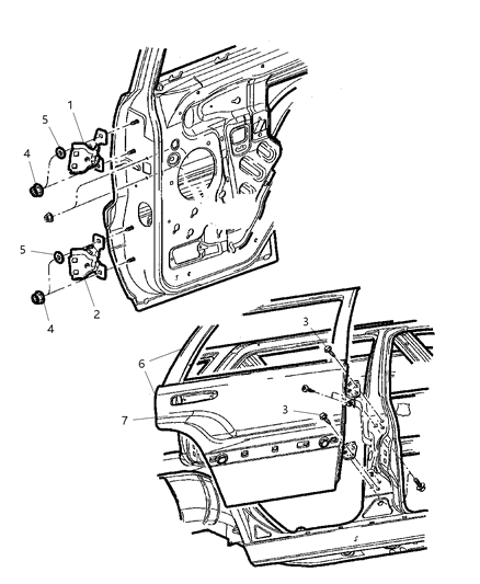 2005 Jeep Grand Cherokee Lower Hinge, Rear Diagram for 55394220AA