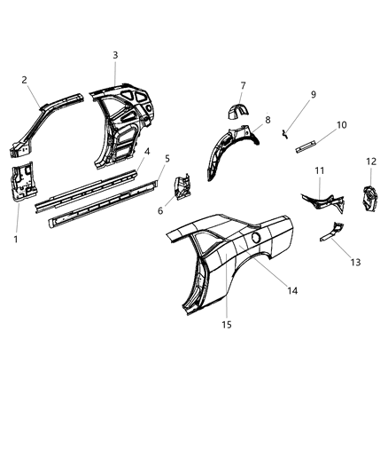 2010 Dodge Challenger Inner Rocker, Passenger Side Diagram for 5112874AB
