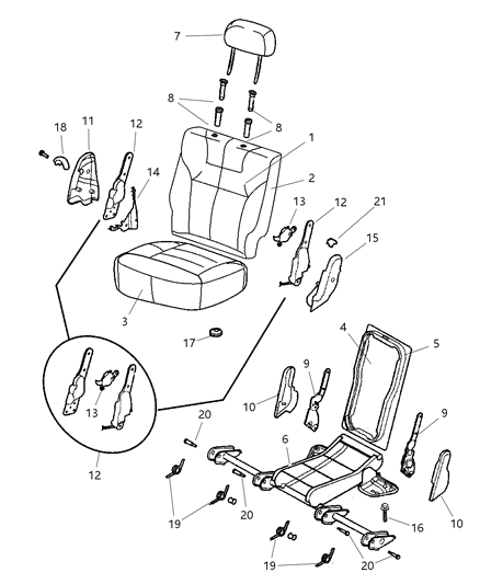 1998 Dodge Durango Release Handle, Center Diagram for 5011140AA